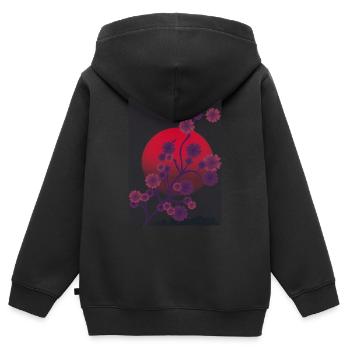 Cherry blossoms in the blood moon - Kids Premium Organic Zip-up Hoodie - black - Back - AI Model Kid Male (0cm)