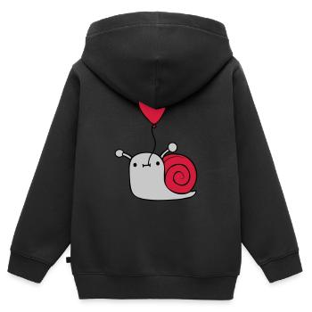 Mignon escargot ballon - Sweat Premium à capuche zippé enfant bio - noir - Dos - AI Model Kid Male (0cm)