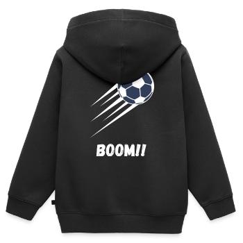 Boom Fußball - Kinder Premium Organic Zip Hoodie - Schwarz - Hinten - AI Model Kid Male (0cm)