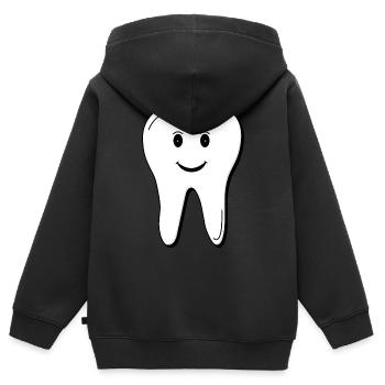 Zahn - Kinder Premium Organic Zip Hoodie - Schwarz - Hinten - AI Model Kid Male (0cm)