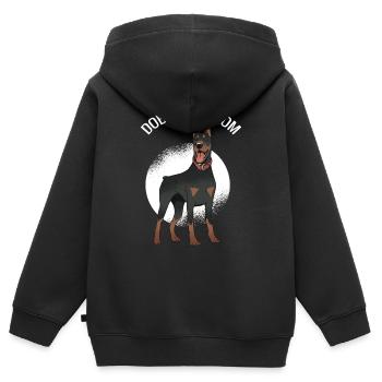Doberman Mom Dog Dog Dog Owner Dog Friend - Kids Premium Organic Zip-up Hoodie - black - Back - AI Model Kid Male (0cm)