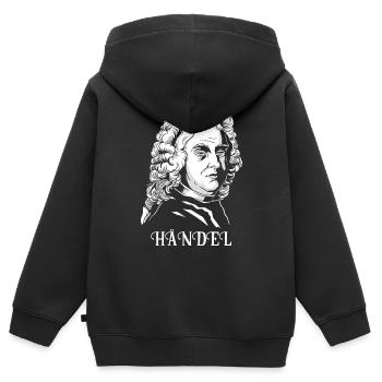 Georg F. Händel Pianist Komponist klassische Musik - Kinder Premium Organic Zip Hoodie - Schwarz - Hinten - AI Model Kid Male (0cm)