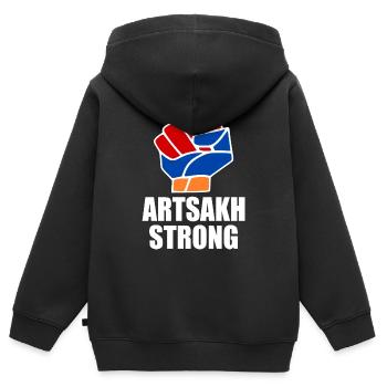 Artsakh strong - Sweat Premium à capuche zippé enfant bio - noir - Dos - AI Model Kid Male (0cm)