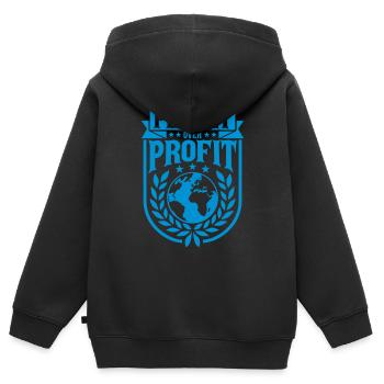 Planète sur le devis de profit - Sweat Premium à capuche zippé enfant bio - noir - Dos - AI Model Kid Male (0cm)