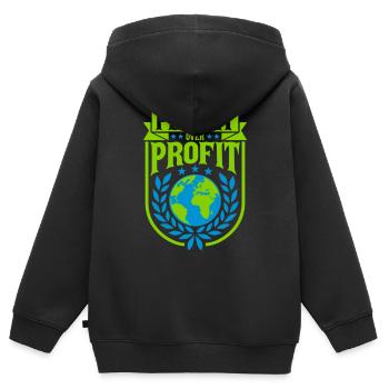 Planète sur le devis de profit - Sweat Premium à capuche zippé enfant bio - noir - Dos - AI Model Kid Male (0cm)