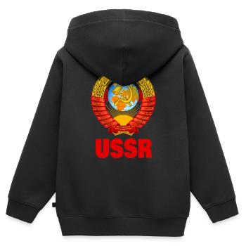Union soviétique des républiques socialistes soviétiques Russie - Sweat Premium à capuche zippé enfant bio - noir - Dos - AI Model Kid Male (0cm)