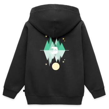 Ours polaire, nuit, hiver - Sweat Premium à capuche zippé enfant bio - noir - Dos - AI Model Kid Male (0cm)