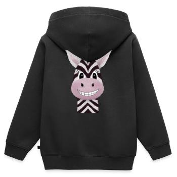 Süßes Zebra - Kinder Premium Organic Zip Hoodie - Schwarz - Hinten - AI Model Kid Male (0cm)