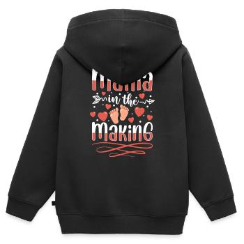 Bébé ventre amour femme enceinte progéniture - Sweat Premium à capuche zippé enfant bio - noir - Dos - AI Model Kid Male (0cm)