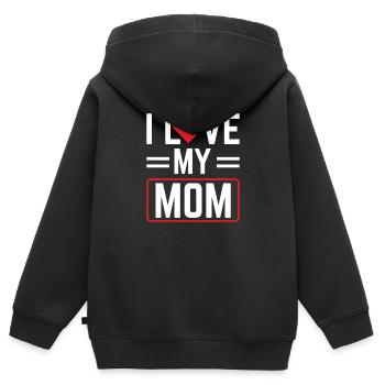 J’AIME MA MÈRE - Sweat Premium à capuche zippé enfant bio - noir - Dos - AI Model Kid Male (0cm)