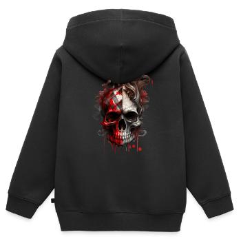 Splash mehrfarbiger Schädel. Pokerface - Kinder Premium Organic Zip Hoodie - Schwarz - Hinten - AI Model Kid Male (0cm)