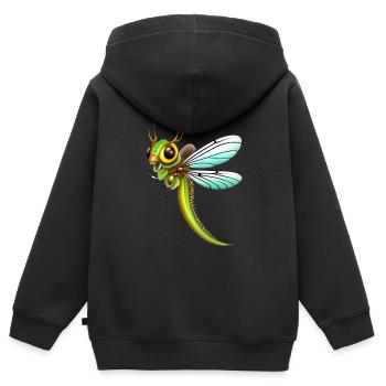 Libelle im Anflug - Kinder Premium Organic Zip Hoodie - Schwarz - Hinten - AI Model Kid Male (0cm)