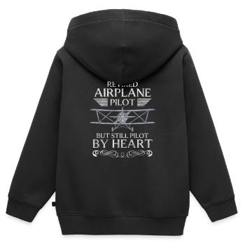 Pilot Flieger Flug Flugschule - Kinder Premium Organic Zip Hoodie - Schwarz - Hinten - AI Model Kid Male (0cm)