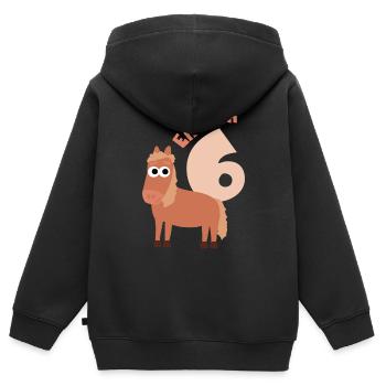 Endlich 6 Jahre Alt - 6. Geburtstag Pferd - Kinder Premium Organic Zip Hoodie - Schwarz - Hinten - AI Model Kid Male (0cm)