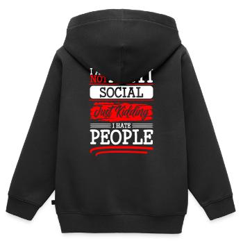 Hass Menschenhasser - Kinder Premium Organic Zip Hoodie - Schwarz - Hinten - AI Model Kid Male (0cm)