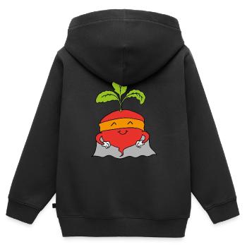 Radischen Superheld - Kinder Premium Organic Zip Hoodie - Schwarz - Hinten - AI Model Kid Male (0cm)