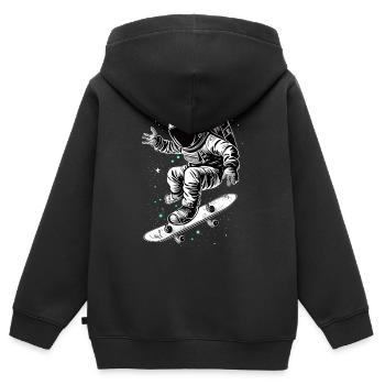 Patineur astronaute - Sweat Premium à capuche zippé enfant bio - noir - Dos - AI Model Kid Male (0cm)