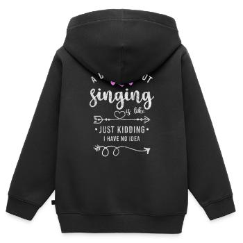 Chanteuse Melody Chant - Sweat Premium à capuche zippé enfant bio - noir - Dos - AI Model Kid Male (0cm)