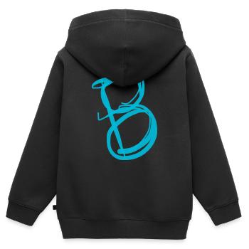 Cooking apron with B - Kids Premium Organic Zip-up Hoodie - black - Back - AI Model Kid Male (0cm)