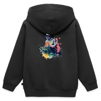Yann der Fischer - Kinder Premium Organic Zip Hoodie - Schwarz - Hinten - AI Model Kid Male (0cm)