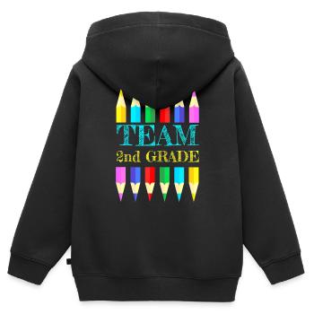 Team 2nd Second Grade Squad Teacher Back To School - Kinder Premium Organic Zip Hoodie - Schwarz - Hinten - AI Model Kid Male (0cm)