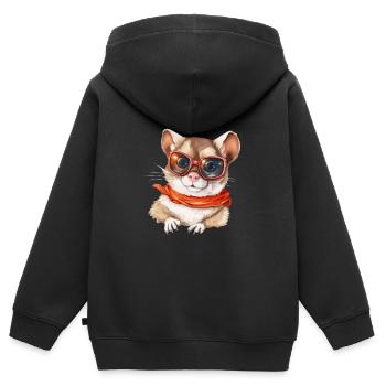 Lilo, das Brillenhörnchen - Kinder Premium Organic Zip Hoodie - Schwarz - Hinten - AI Model Kid Male (0cm)