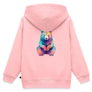 Beabea, der mürrische Bär - Kinder Premium Organic Zip Hoodie - Rosa - Hinten - AI Model Kid Female (0cm)