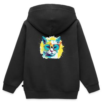 Neugieriger Felix - Kinder Premium Organic Zip Hoodie - Schwarz - Hinten - AI Model Kid Male (0cm)