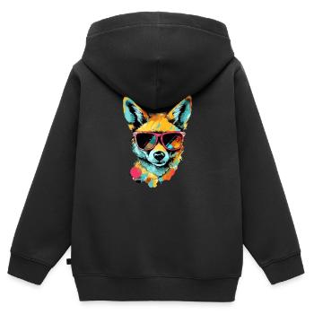 Theo der Schakal - Kinder Premium Organic Zip Hoodie - Schwarz - Hinten - AI Model Kid Male (0cm)