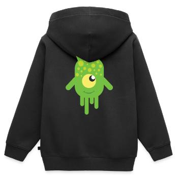 Monstre visqueux vert - Sweat Premium à capuche zippé enfant bio - noir - Dos - AI Model Kid Male (0cm)