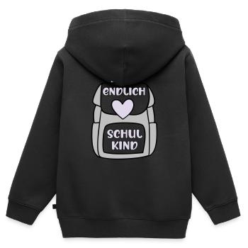 endlich Schulkind lila - Kinder Premium Organic Zip Hoodie - Schwarz - Hinten - AI Model Kid Male (0cm)
