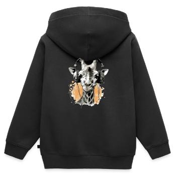 Gigi la girafe audiophile - Sweat Premium à capuche zippé enfant bio - noir - Dos - AI Model Kid Male (0cm)