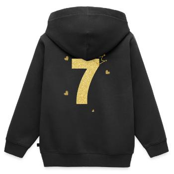Goldene Krone zum 7-jährigen Jubiläum - Kinder Premium Organic Zip Hoodie - Schwarz - Hinten - AI Model Kid Male (0cm)