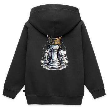 Le pion déguisé en roi - Sweat Premium à capuche zippé enfant bio - noir - Dos - AI Model Kid Male (0cm)
