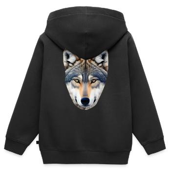 Loup - Sweat Premium à capuche zippé enfant bio - noir - Dos - AI Model Kid Male (0cm)