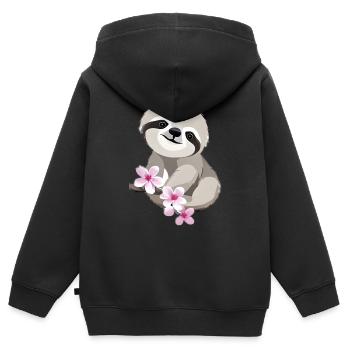 Faultier Faultierzeichnung Müdigkeit Faultiere - Kinder Premium Organic Zip Hoodie - Schwarz - Hinten - AI Model Kid Male (0cm)
