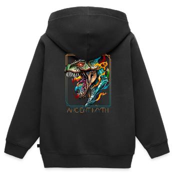 Dragon Head: Un hommage aux mythes anciens - Sweat Premium à capuche zippé enfant bio - noir - Dos - AI Model Kid Male (0cm)
