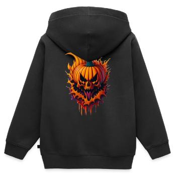 Halloween Böser Kürbis - Kinder Premium Organic Zip Hoodie - Schwarz - Hinten - AI Model Kid Male (0cm)