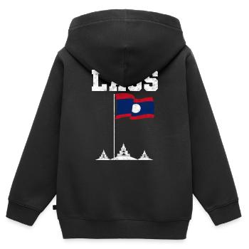 Laos Lao Laotien drapeau Temple Lao I cadeau - Sweat Premium à capuche zippé enfant bio - noir - Dos - AI Model Kid Male (0cm)