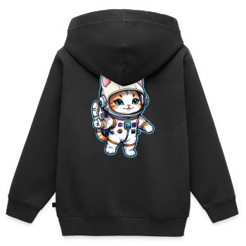 Astronaut Katze - Weltraum - Kinder Premium Organic Zip Hoodie - Schwarz - Hinten - AI Model Kid Male (0cm)