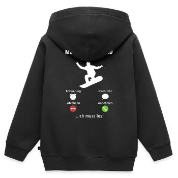 Mein Snowboard ruft an - ich muss los - Spruch - Kinder Premium Organic Zip Hoodie - Schwarz - Hinten - AI Model Kid Male (0cm)