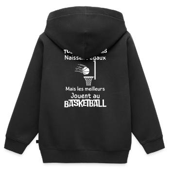 Basketball - Sweat Premium à capuche zippé enfant bio - noir - Dos - AI Model Kid Male (0cm)