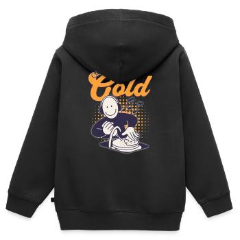 Old but Gold mit Kopfhörer, Geschirr abwaschen - Kinder Premium Organic Zip Hoodie - Schwarz - Hinten - AI Model Kid Male (0cm)