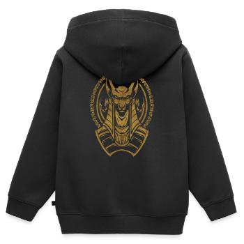 Hiéroglyphe égyptien drapeau du Nil pyramide du pharaon Le Caire - Sweat Premium à capuche zippé enfant bio - noir - Dos - AI Model Kid Male (0cm)