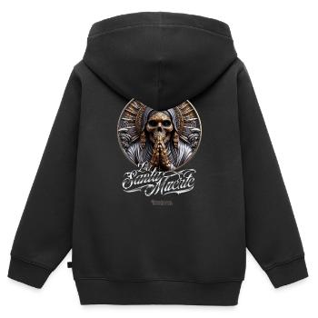 La Santa Muerte - Sweat Premium à capuche zippé enfant bio - noir - Dos - AI Model Kid Male (0cm)