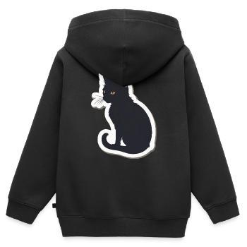 Silhouette de chat - Sweat Premium à capuche zippé enfant bio - noir - Dos - AI Model Kid Male (0cm)