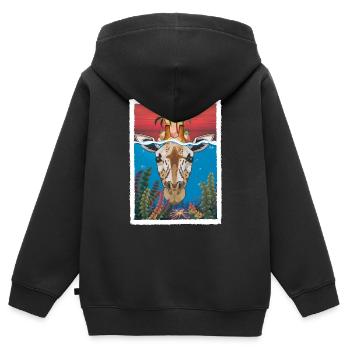 Giraffe unter Wasser 2 - Kinder Premium Organic Zip Hoodie - Schwarz - Hinten - AI Model Kid Male (0cm)