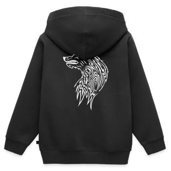 Wolf Tribal - Kinder Premium Organic Zip Hoodie - Schwarz - Hinten - AI Model Kid Male (0cm)
