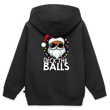 Basketball Im Weihnachtsmannkostüm "Deck The Balls - Kinder Premium Organic Zip Hoodie - Schwarz - Hinten - AI Model Kid Male (0cm)