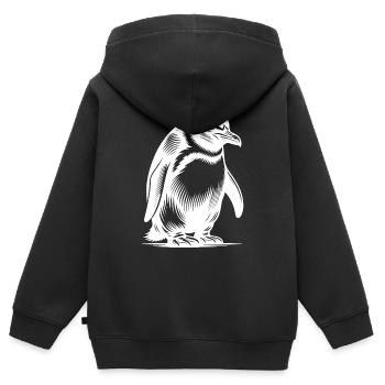Clever Little Kids Pingouin Style de Tatouage - Sweat Premium à capuche zippé enfant bio - noir - Dos - AI Model Kid Male (0cm)